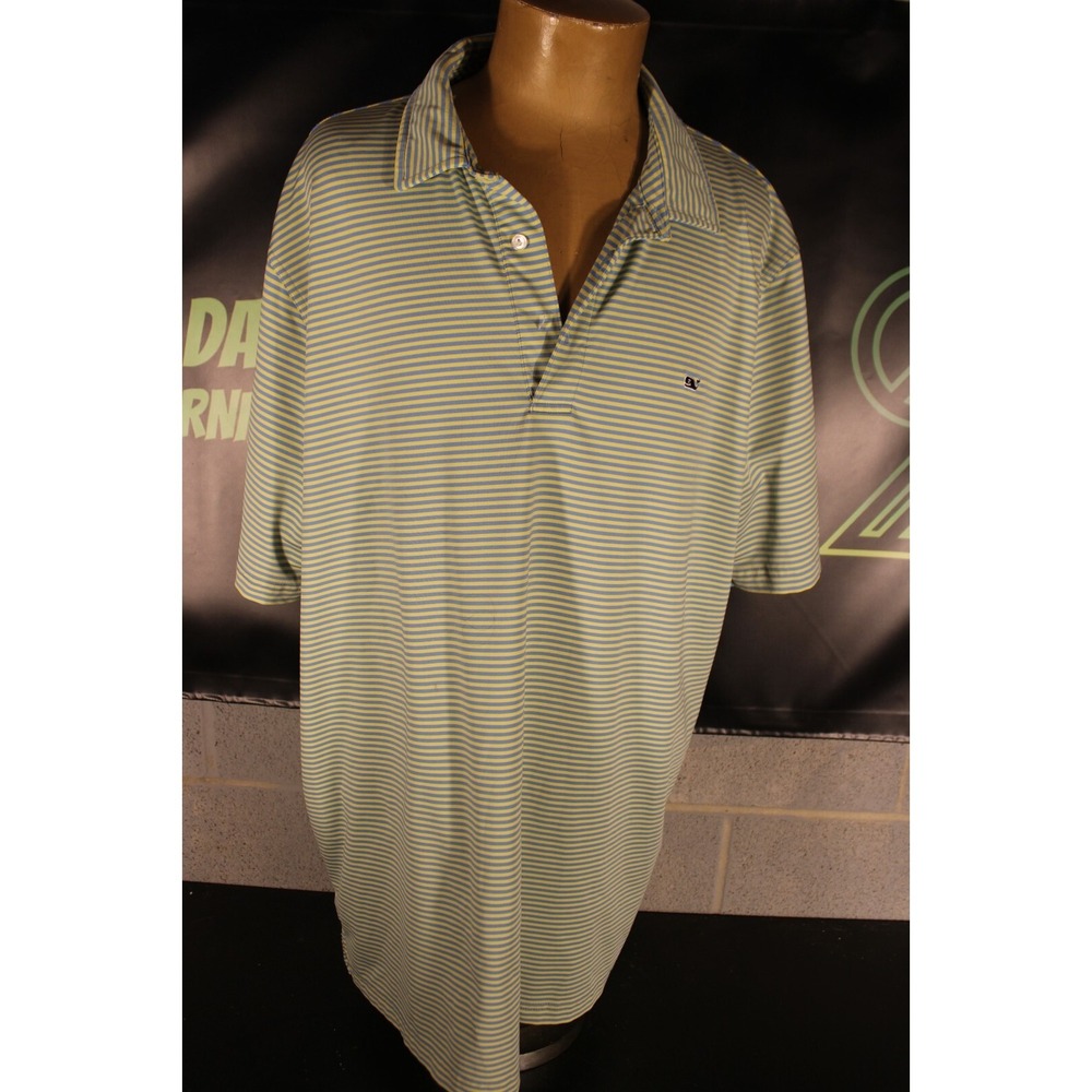 Vineyard Vines Mens Striped‎ Polo Shirt Size XL Yellow blue